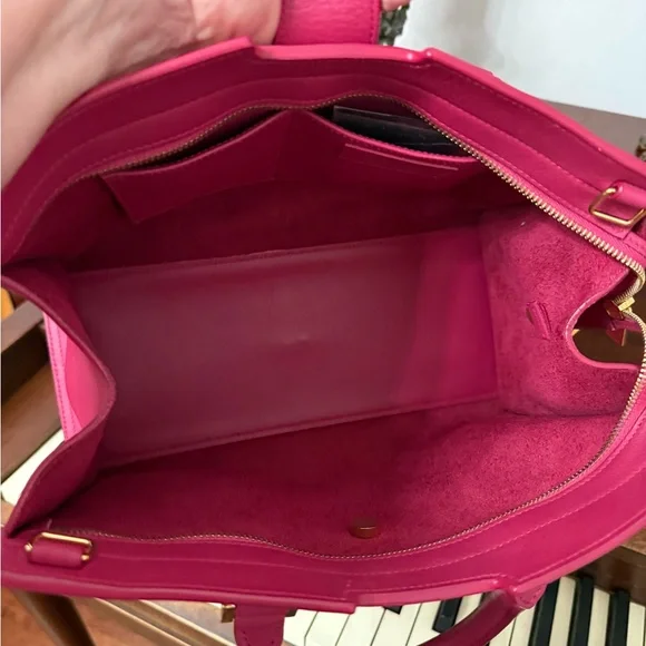 EUC Yves Saint Laurent Cabas Y Fuchsia Satchel with Gold Hardware - Picture 6 of 7